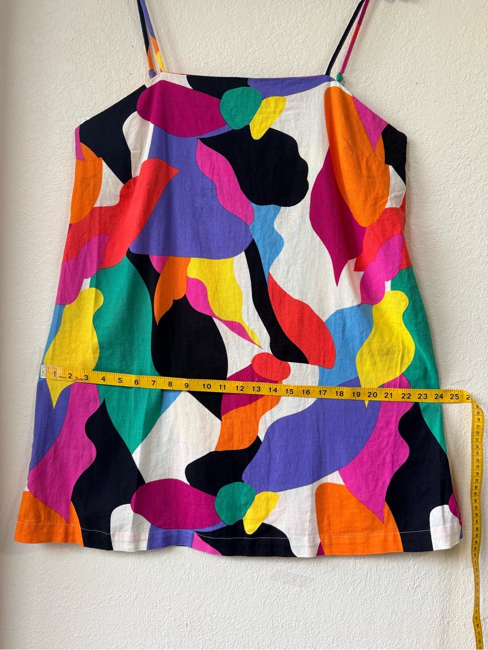 A New Day Colorful Abstract Print Spaghetti Strap Linen Mini Dress Size L - Picture 5 of 7